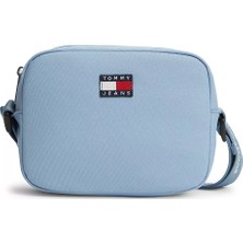Tommy Hilfiger Kadın Logo Baskılı Ayarlanabilir Omuz Askılı Logo Etiketli Mavi Çanta AW0AW18769-DAR