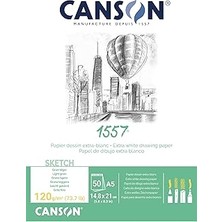 Belirtilmemiş Canson 204127407 1557 Çizim ve Eskiz Kağıdı, A5, Saf Beyaz