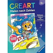 Belirtilmemiş Ravensburger Creart Malen Nach Zahlen Ab 5: Weltraum, Malbuch, 24 Motive, Zauberpapier
