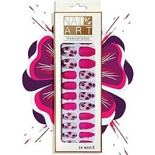 Belirtilmemiş Pembe&beyaz&çiçek Desenli 24'lü Takma Tırnak Seti Pembe & Beyaz & Çi̇çek Desenli̇