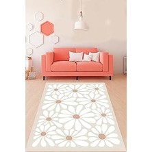 Belirtilmemiş On The Clouds Minimal Papatya Desenli Yıkanabilir Kaymaz Taban Leke Tutmaz Salon Halısı Yolluk Pnhs