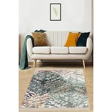 Belirtilmemiş Pelangi Yaprak Desenli Dijital Baskı Kaymaz Taban Yıkanabilir Modern Salon Halısı, Yeşil 160 x 230