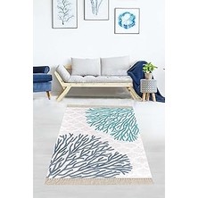 Belirtilmemiş Pelangi Dijital Baskı Yıkanabilir Kaymaz Taban Modern Salon Halısı, Mavi 180 x 180