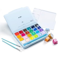 Art & Art Hımı Jelly Cup Gouache Set 24 Renk x 30 gr Guaj Boya + 3 Fırça (Ice Blue Case)