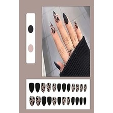 Belirtilmemiş Leopar Desenli & Siyah Mat 24'lü Takma Tırnak Seti Leopar Desenli̇ & Si̇yah Mat