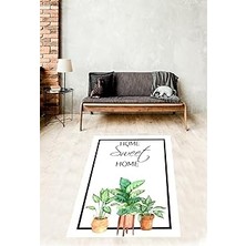Belirtilmemiş Pelangi Yeşil Yaprak Desenli Home Sweet Home Dijital Baskılı Kaymaz Yıkanabilir Leke Tutmaz Mutfak