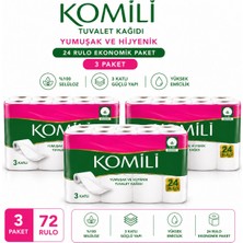 3 Paket Komili Tuvalet Kağıdı 24 Rulo 3 Katlı Yumuşak ve Dayanıklı Ekonomik Paket