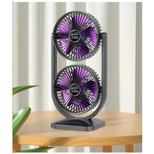 Tastech F-22 Çift Kanatlı Vantilatör Şarjlı Masaüstü Farklı Yönlere Ayarlanabilir Soğutucu Fan 3 Kademe Hız Ayarlı Serinletici Mini Klima Hava Soğutucu Fan 3000MAH Batarya Type C Girişli