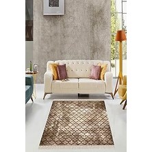 Belirtilmemiş Pelangi Kahverengi Geometrik Desenli Halı, Kahverengi 100 x 200