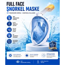 Premini Mavi Tam Yüz Dalış Maskesi, 180° Görüş, Anti-Fog, Dry Top, Xl/l