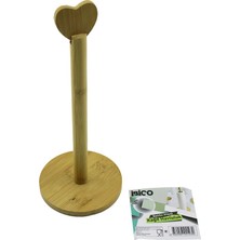 ÖNÇ - PRİME Yuvarlak Altlık - ÇAP=12CM Ahşap Bambu Kağıt Havluluk Kalp Başlı Sap=28.5cm