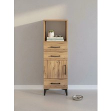 Dienni Arges Çok Amaçlı Dolap Mutfak Banyo Dolabı 2 Raflı 3 Çekmeceli Tek Kapaklı 44X30X134 Çam-Çam