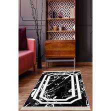 Belirtilmemiş Pelangi Desenli Dijital Baskı Yıkanabilir Kaymaz Taban Salon Halı Yolluk, Siyah 160 x 300
