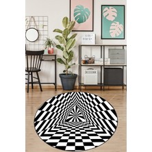 Belirtilmemiş On The Clouds Geometrik 3 Boyutlu Çark Desenli Dijital Baskı Yıkanabilir Kaymaz Taban Spor Yuvarlak