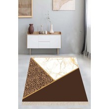 Belirtilmemiş Pelangi Halı Leopar Desenli Dijital Baskı Yıkanabilir Modern Salon Halısı, Kahverengi 100 x 300