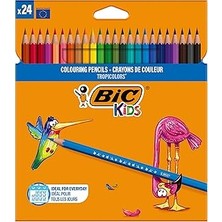 Belirtilmemiş Bic Kids Tropicolors Kuru Boya Kalemi 24 Renk, Kıymık Oluşturmaz, Ağaç Kesilmeden Üretilmiştir, Çiğ