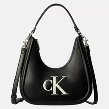 Calvin Klein Kadın Deri Kısa Kulp Fermuar Kapama Ck Logo Desenli Siyah Çanta LV04F3561G-3L2