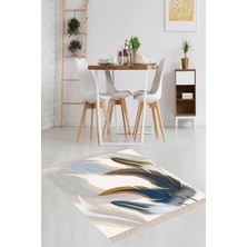 Belirtilmemiş Pelangi Kuş Tüyü Desenli Renk Geçişli Dijital Baskı Yıkanabilir Modern Salon Halı ve Yolluk, Mavi-B