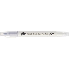 Belirtilmemiş Pentel Brush Sing Pen Twin Çift Taraflı Fırça Uçlu Kalem Gümüş Gri̇