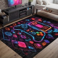 Belirtilmemiş Latte Dizayn Console Gamer Halısı Şönil Pamuk Tabanlı Kaymaz Yıkanabilir Gaming Oyuncu Odası Halısı
