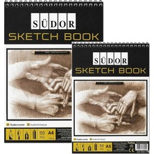 Belirtilmemiş Südor Sketch Book Telli 2 Adet Eskiz Defteri A4 ve A5 100 Gr. 50 Yaprak Karakalem Çizim Defterleri