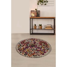Belirtilmemiş Pelangi Jüt Hasır Kilim Görünümlü Dijital Baskılı Kaymaz Taban Yıkanabilir Modern Salon Halısı ve Y