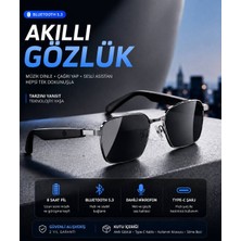 Qstar Yh Hy 0322 Gri Çerçeveli Siyah Tws Akıllı Güneş Gözlüğü Polarize Çift Hoparlör Gözlük Müzik Çağrı