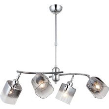 Belirtilmemiş Lucea Home Mania, Lucea Derma, 4 x E27 Duy, Metal, Cam, 33 x 18 x 62 Cm, 1451-51-04, 4'lü, Krom Ren