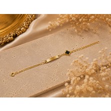 Rome Oro Siyah Yonca Çocuk Altın Bileklik