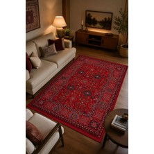 Sultan Halı Kırmızı Afgan Tarzı Altı Kaymaz Yıkanabilir Şönil Kilim & Halı | SDF009
