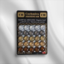 Cachmira 25'li 12 mm Simli Sedef Mavili Eşarp Şal Mıknatısı Tesettür Aksesuarı
