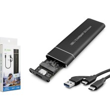 Hadron HDX1769 SSD Kutusu Nvme M2 Usb-C+Usb (Chıp JMS581D) Siyah