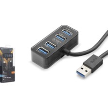Nodar Hadron HDX7055 Ietop USB Hub 5gbps 4x Usb-A 3.1 2in1 Usb-A-Type-C Girişli 4 Port Çoklayıcı Siyah