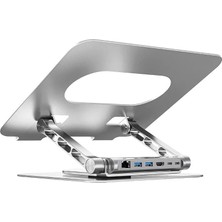 Unıtek 360 Derece Döner 5in1 Metal Notebook Standı (Ethernet, 2xusd3.0, Hdmı, 100W Pd) (D1109B01)