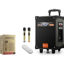 LT-912 Süper Bass Kumandalı Şarjlı Çift Mikrofonlu Hoparlör Sistemi Taşınabilir Amfi