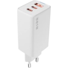 S-Link Sl-Ecg65 2-Usb-C + Usb-A Gan Pd 65W - Qc 18W Type Gan Pd-Pps Beyaz Ev-Notebook Şarj Adaptör