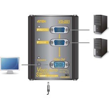 Aten 2Port Vs201-At-G 1X 15Pin Dsub (Dişi) 1920X1440 150Mhz Video Switch 65Metre Mesafeye Kadar