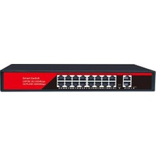 Ezcool EZ-16PSF 16XFE+2XGE Yönetilemez Poe Switch (240 Watt)