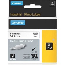 Dymo RhinoPro Isıyla Küçülen Şerit 9mmx1.5m BeyazSiyah 18053