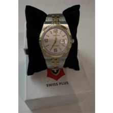 Swiss Plus Erkek Kol Saati - Signature Collection - Model-10 ST3442AGS White/gold
