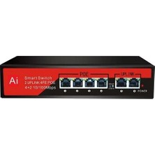 Ezcool EZ-04PSE 4xfe+2xfe Yönetilemez Poe Switch (65WATT)