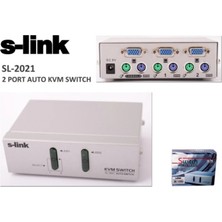 S-Link Sl-2021 2 Port Vga+Ps2 1.8M M/M Kablolu Manuel Kwm Switch