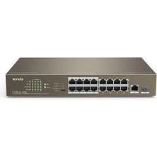 TENDA 16port PoE 150w 10/100 1-SFP Yönetilemez Switch TEF1118P-16-150W