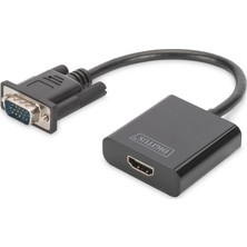 Digitus Vga  Hdmı Çevirici + Ses (3.5Mm), Full Hd (1080P) Kablolu 15 Cm Siyah