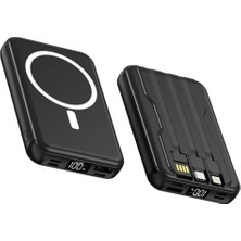 10.000 Mah Vantuzlu Wireless Standlı Powerbank Dahili Çoklu Kablo 3in1 Kablolu ve Kablosuz SNP-3003 Siyah