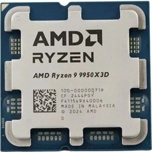 Amd Ryzen 9 9950X3D 144MB 16çekirdekli O/b UHD Am5 170W Kutusuz+Fansız