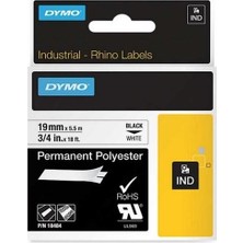 Dymo 18484 RhinoPRO SabitPolyester Şerit 19mmx5,5m Beyaz-Siyah