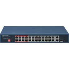 HIKVISION 24port PoE 230w 1-Uplink 10/100 Yönetilemez Switch DS-3E0326P-E/M