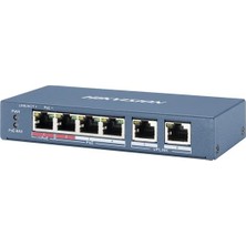 HIKVISION 4port PoE 65w 2-Uplink 10/100 Yönetilemez Switch Metal DS-3E0106HP-E