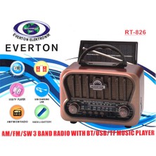 Everton RT-826 Bluetooth-USB-SD-FM Şarjlı Nostaljik Radyo Güneş Panelli